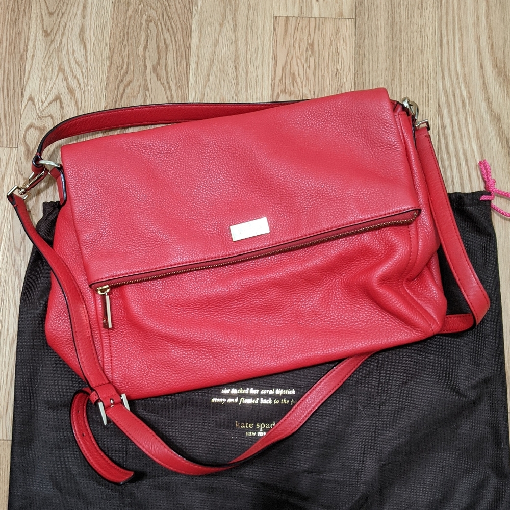 EUC Kate Spade red leather crossbody satchel purse